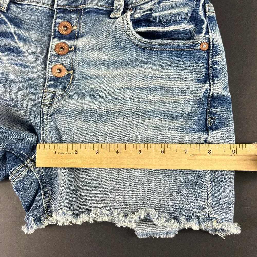 Edgely Jean Short Women 26* High Rise Light Blue Faded Cut Off Denim Jorts Tag 0
